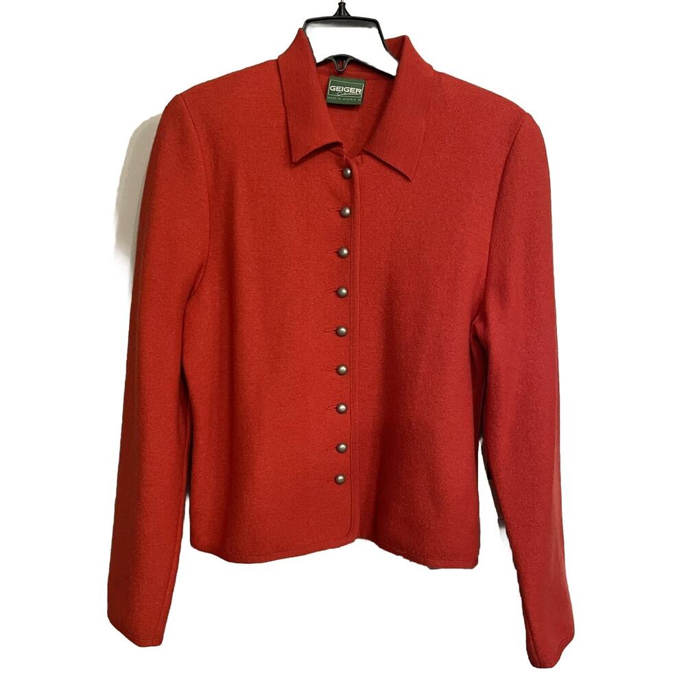 Geiger Tyrol Cardigan Sweater Boiled Wool Knit Jacket Austria Made Size‎ 40
